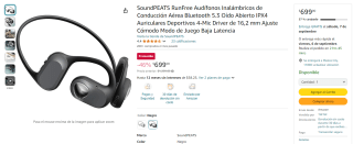 Audífonos SOUNDPEATS RunFree por $699 en Amazon, envío gratis