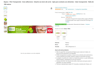 Papel fil transparente para alimentos marca Bayeco 100m. por 1,43€