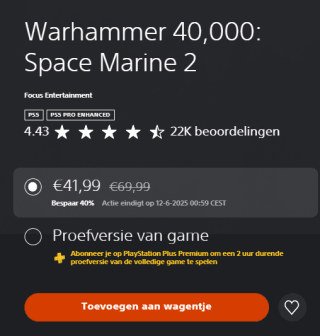 Warhammer 40,000: Space Marine 2 voor €41,99 in de Playstation Store