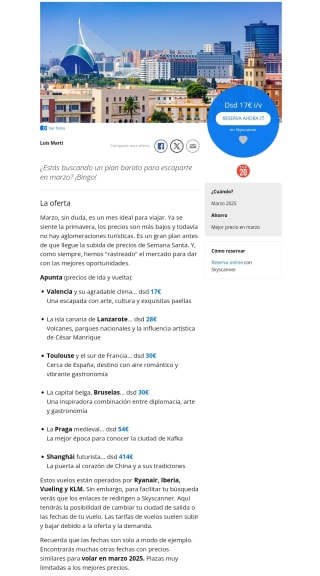 Vuelos para marzo desde 17€ I/V