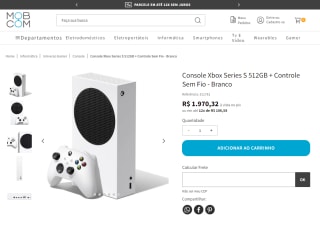 Console da Microsoft, modelo Xbox Series S de 512GB + Controle branco - R$ 1.970,32