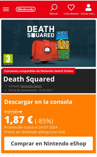 Juego para Nintendo Death Squared por 1,87€