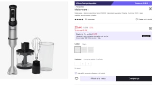 Mellerware Batidora de Mano Spiro! de 1000W por 25.5€ (Cuenta Nueva 15.5€)