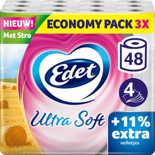 Edet Ultra Soft Toiletpapier met stro 48 rollen voor €25,49 bij Bol