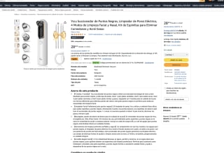 Succionador de puntos negros limpiador de poros eléctrico 4 modos de limpieza facial y nasal elimina comedones y acné graso por solo 17,40€