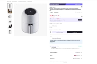 Freidora Mellerware sin Aceite XL Crunchy Medium! 1000W 3,5L. 5 Programas Air Fryer 80-200ºC por 38,69€ (Nuevos usuarios por 15,47€)