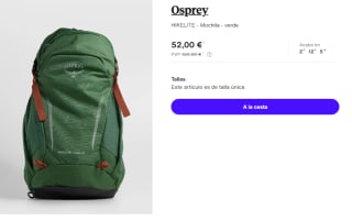 Mochila Osprey HIKELITE de 24L por 52€