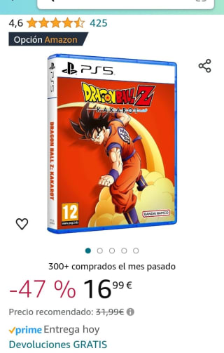 Dragon Ball Z. Kakarot PS5 por 16,99€.