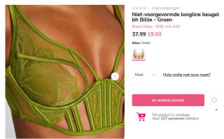 Hunkemöller NON-PADDED LONGLINE - Beugel BH - green voor €19