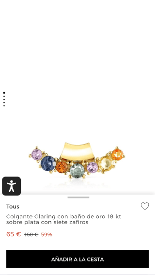 TOUS Colgante Glaring con Baño de Oro 18 KT sobre Plata Siete Zafiros por 65€