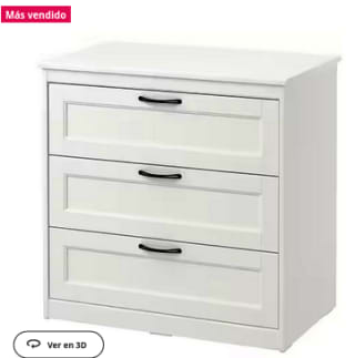 Cómoda de 3 cajones en blanco SONGESAND a solo 99€