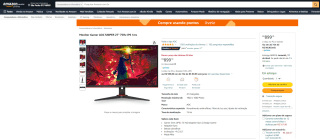 Monitor Gamer da AOC, modelo SNIPER de 27 polegadas - R$ 899,10