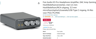 Fosi Audio K5 Pro - DAC/Versterker - voor €69,29 bij Amazon