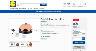 horno para Pizza Emerio por 29,99€.