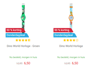 Dino World Horloge voor €6,50 bij Lobbes