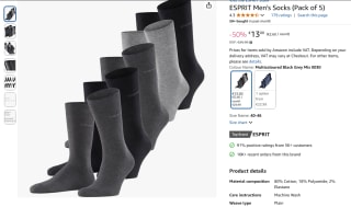 5 paar Espirit herenkousen voor €13 bij Amazon