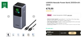 Batterie externe UGREEN Nexode Power Bank - 20000mAh, 130W