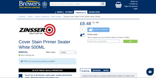 Zinsser Cover Stain White Primer Paint - £8.48