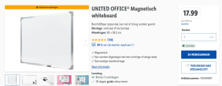 UNITED OFFICE Magnetisch whiteboard 90 x 58,5 cm voor €17,99 in de Lidl webshop