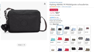 Kipling ABANU M Schoudertas - Black Noir voor €45,40 met Amazon Prime