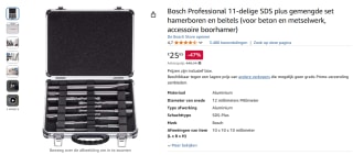 Bosch Professional 11-delige SDS plus gemengde set hamerboren en beitels voor €25,65 bij Amazon