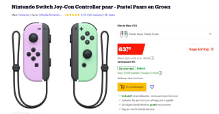 Nintendo Switch Joy-Cons (pastel paars en groen) voor €63,70 bij Bol.com