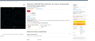 Placa inducción, de 3 zonas marca Electrolux modelo LIT60336 por 234,90€