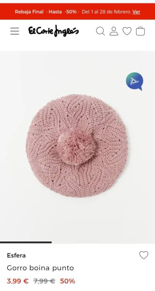 Sfera Gorro Boina punto niña por 3,99€.