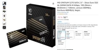 MSI SPATIUM S270 SATA 2.5" Disco Duro SSD de 240GB por 16,99€