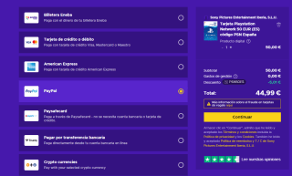 Tarjeta PSN de 50€ por 44,99€ pago por paypal