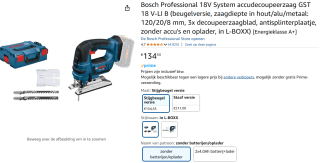 Accu decoupeerzaagmachine GST 18 V-LI B (Zonder accu/lader) voor €134,53 bij Amazon