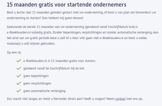 15 maanden gratis gebruik van e-boekhouden.nl alleen voor starters