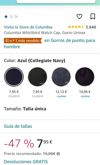 Columbia Whirlibird Watch Cap, Gorro Unisex por 7,95€.