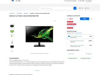 Monitor 21,5" 54,61cm Acer EK221QH FHD por solo 65€