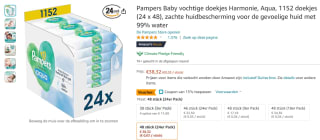 Pampers Harmonie Aqua babydoekjes (1152 stuks) voor €32,57