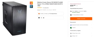 Ordenador Medion Erazer Recon P25 MD35174 AMD Ryzen 7 Pro 4750G/16GB/512GB SSD/RTX 3060 por 659€