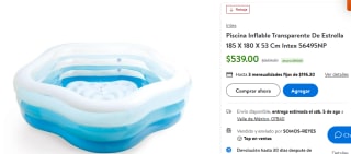 Piscina Inflable Transparente De Estrella 185 X 180 X 53 Cm Intex 56495NP por $539 en Walmart