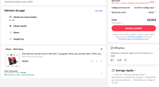 Monitor Portátil 14″ 2K ZSUS 60HZ por solo 53,92€