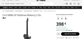 Guitare électrique Cort MBM-2P Matthew Bellamy S.Slv. à 398€