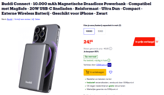 Buddi Connect 10000mAh MagSafe Powerbank voor €24,95 bij Bol
