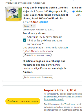 Nicky Limón Papel de Cocina, 2 Rollos de 2 Capas, 100 Hojas por Rollo por 2,18€