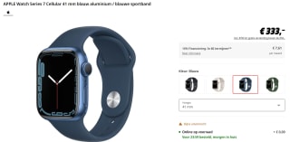 Apple Watch Series 7 ( GPS+Cell 41mm) Blauw voor €333 bij Media Markt