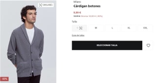 Cárdigan con botones para Hombre Milano por 9.99€