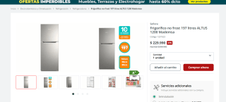 Refrigerador no frost 197 litros ALTUS 1200 Mademsa por $229.990