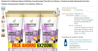 Pack de 200ml x6 de acondicionador Pantene Pro-V Miracles Sedoso & Brillante,por 13,59€