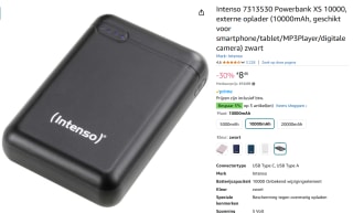 Intenso Powerbank XS10000 10.000 mAh Zwart voor €8,46 bij Amazon