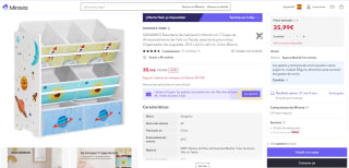 Estantería de habitación Infantil con 7 Cajas de Almacenamiento de Tela no Tejida Songmics por 35,99€ (23,99€ cuenta nueva)