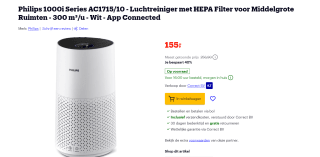Philips Luchtreiniger AC1715/10 voor €155 bij Bol