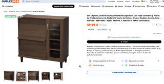 Armario Iris Ohyama multicontenedores/aparador con Tapa corredera y Puerta de Cristal por solo 39,99€