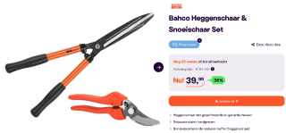 Bahco heggenschaar & snoeischaar set voor €39,95 via iBOOD